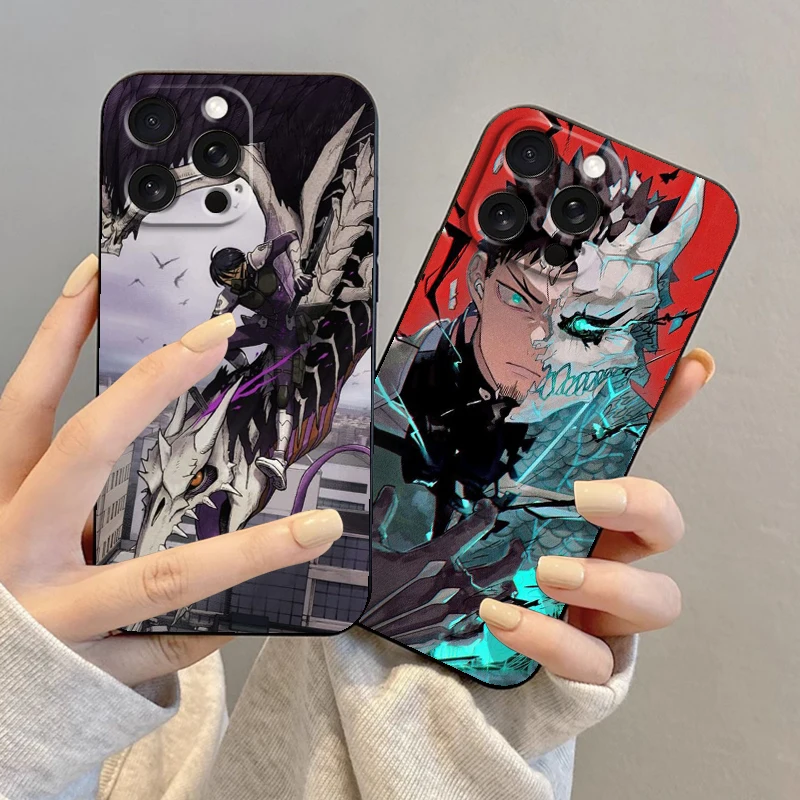 Классный милый чехол с аниме K-Kaiju No. 8 для Apple iPhone 16 15 14 13 12 11 XS XR X Pro Max Plus Mini черный