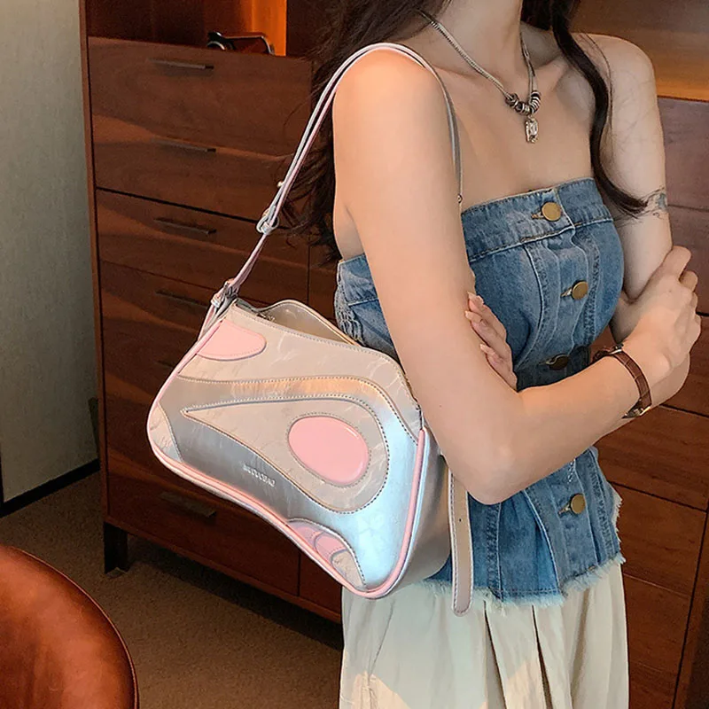 Fashion Versatile Luxury Designer Handbag Women's Simple Contrast Color Single-Shoulder Underarm Bags Commuter Storage Satchel