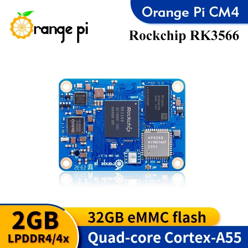 Фото BoaMasM Orange Pi CM4 2 ГБ ОЗУ + базовая плата RK3566 32 ГБ eMMC WIFI5-BT Orange Pi CM4 для Android, Ubuntu, Debian, Orange Pi Compute Mod №3