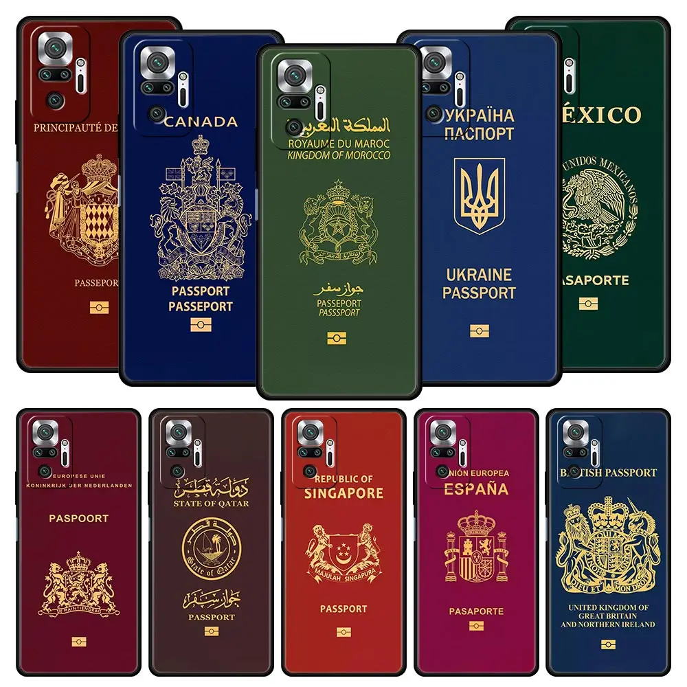 

Morocco Ukraine Passport flag Phone Case For Xiaomi Redmi Note 12 11 10 Pro Plus 10S 9S 9 9T 8T 9C 9A 8 7 K40 Gaming K50 Cover