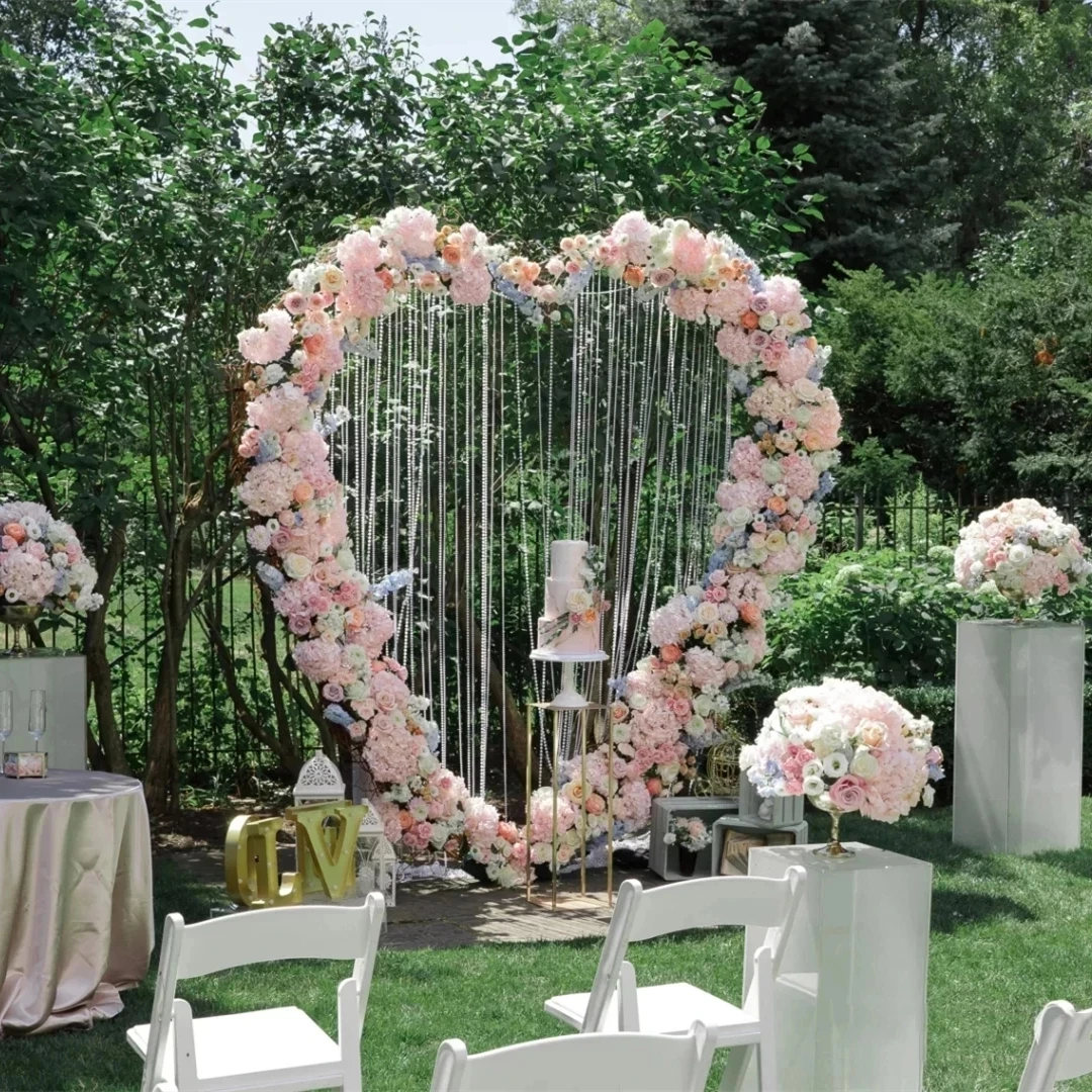 

Heart Shape Flower Arch Ballons Box Display Led Letter Hang Frame Romantic Wedding Engagement Baptism Welcome Banner Sign Props