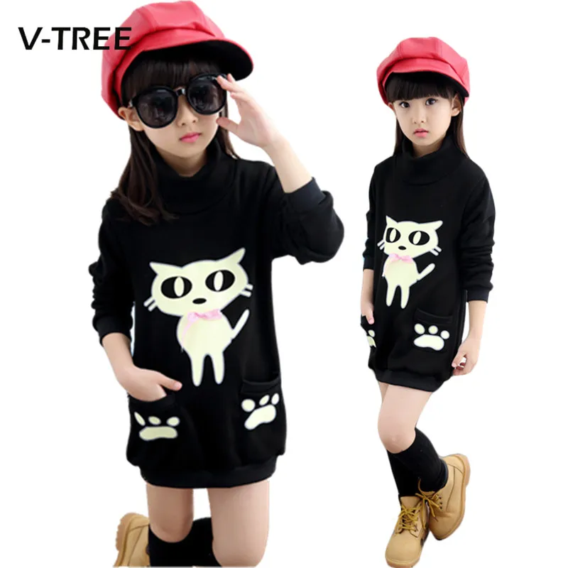 

Winter Teenage Girls T Shirt Thicken Fleece Girls Outwear Sweatshirt Kids Children Warm Clothes Long Shirt For Teens 10 12 Years