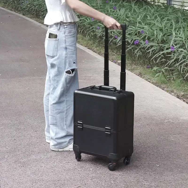 Тележка из алюминиевого сплава коробка для макияжа портативный текстурный ящик