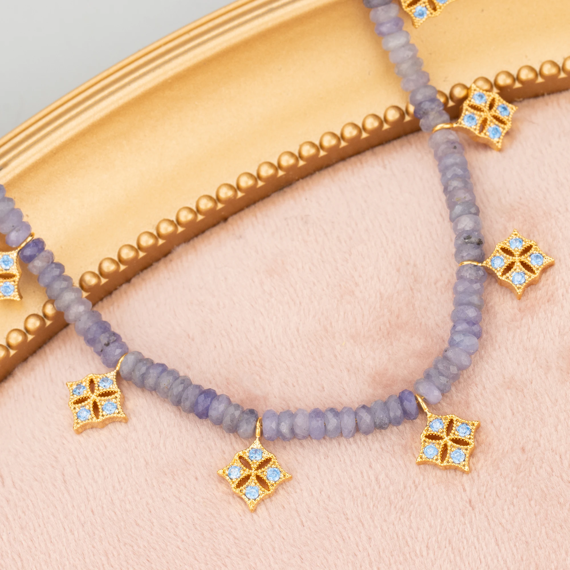 Подвески из меди и фианита с родиевым покрытием 6 шт