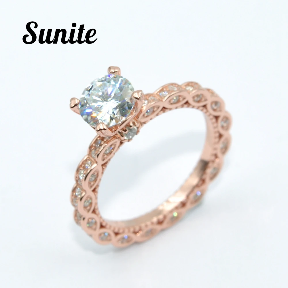

Бриллиантовое кольцо Sunite с муассанитом 1,0 карата для женщин и девушек