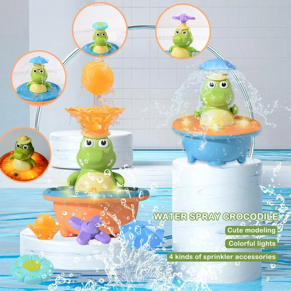 

Baby Bath Toys Jet Shower Bath Toys Kids Electric Crocodile Bath Ball With Light Music LED Light Toys Bathtub Toys