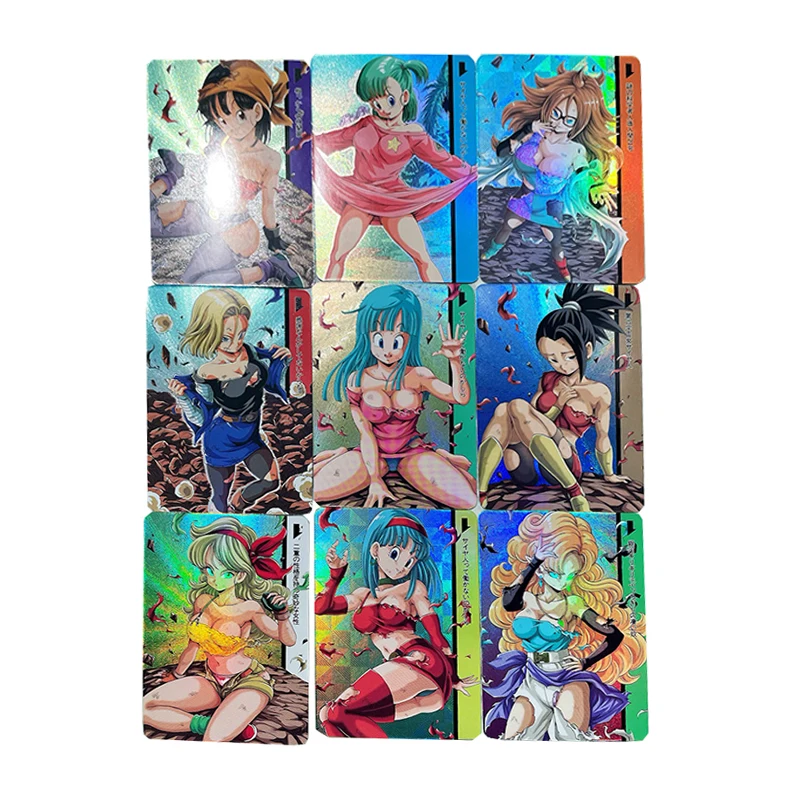 

9pcs/set Dragon Ball DIY Pan Bulma Android Kale Lunch ACG Sexy Kawaii Anime Game Collection Cards Gift Toys