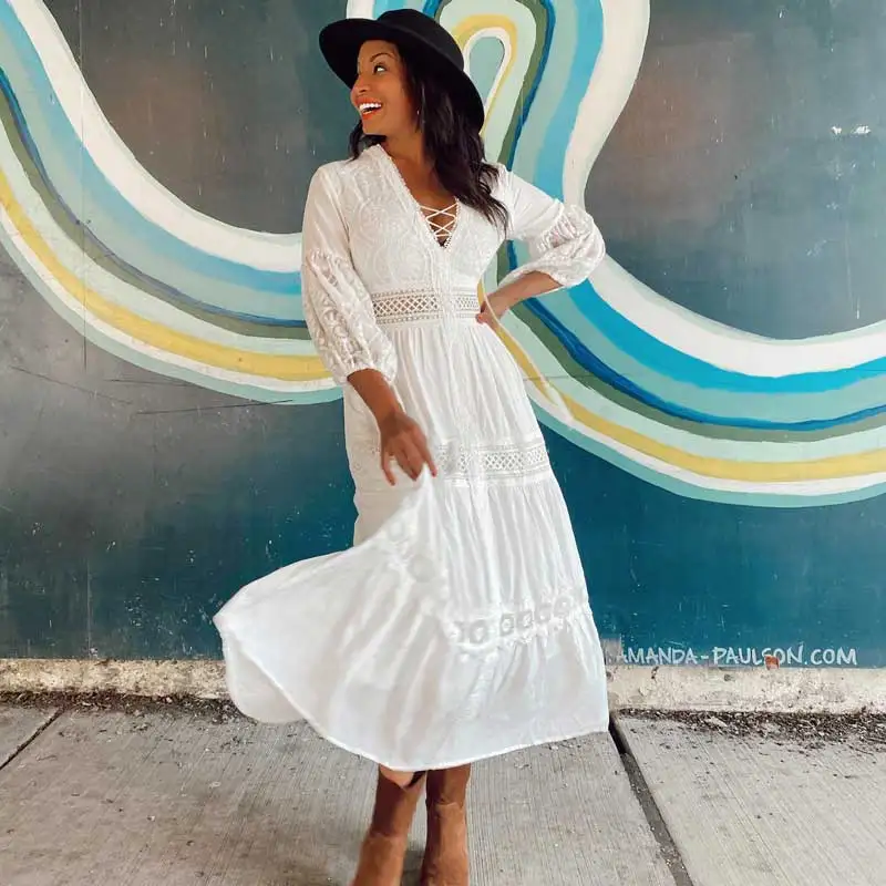 Boho Inspired floral EMBROIDERED V-neck 