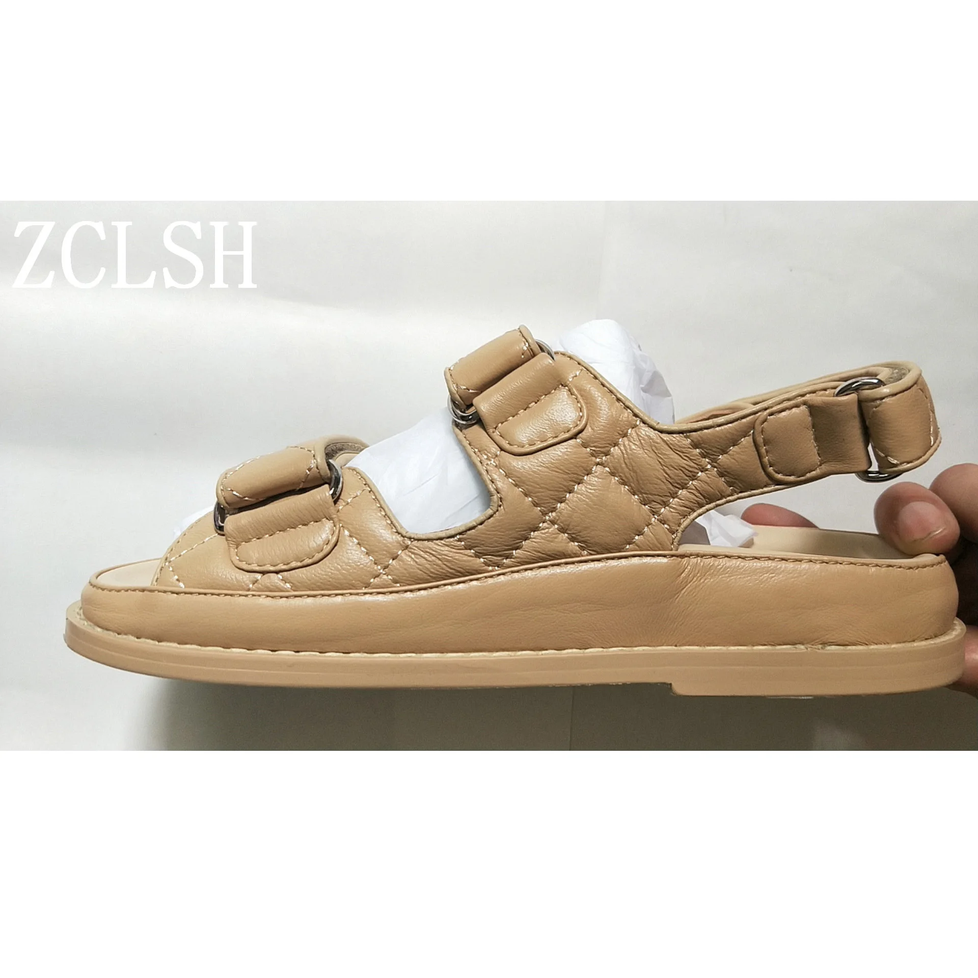 Сандалии из натуральной кожи женские босоножки-гладиаторы на плоской подошве с