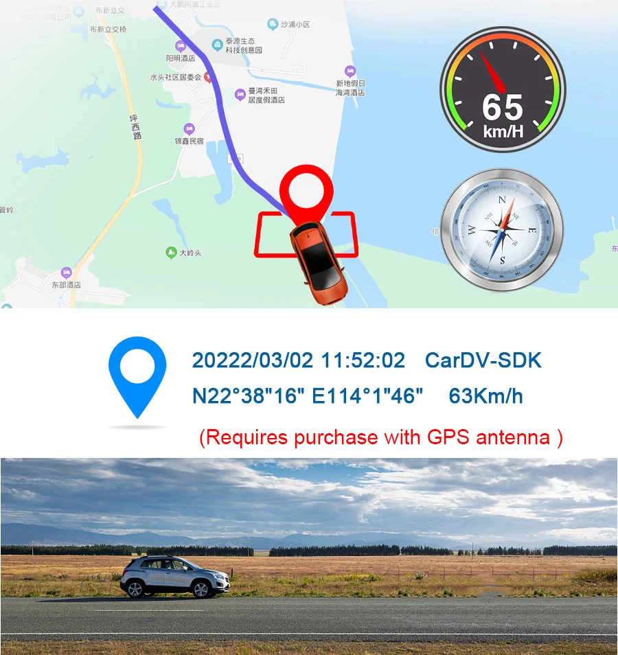 10 26-дюймовый 4K + 1080P Беспроводной Bluetooth Android Auto Carplay GPS-навигация DVR Две камеры Запись
