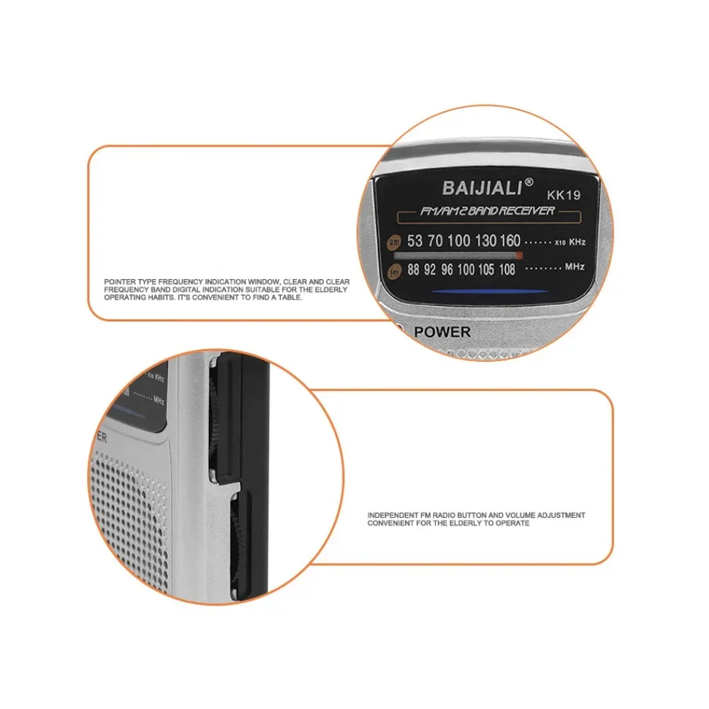Портативное радио AM FM работает от батареек