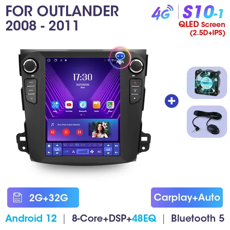 

Автомобильное радио 2 Din Android 12 для Mitsubishi Outlander 2005 2006-2012 гг., навигация, мультимедийное видео, 4G Carplay, головное устройство в стиле Tesla