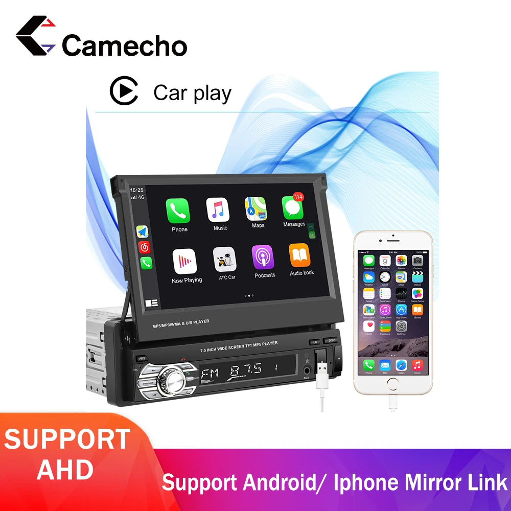 

Автомагнитола Camecho 1 Din, Авторадио AHD, мультимедийный радиоприемник с дистанционным управлением для Nissan, Toyota, Lada, Kia, Volkswagen, радио Hyund, Carplay