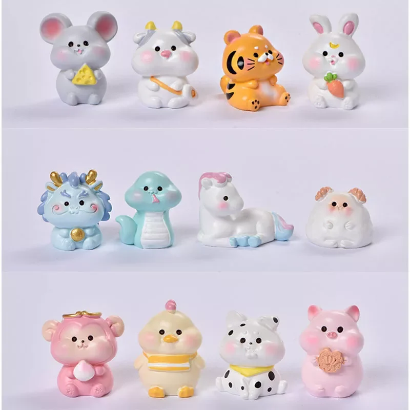 

Mini Zodiac Mouse Rabbit Tiger Dragon Animal Landscape Decoration Gardening Resin Ornaments Crafts Home Decor Birthday Gift