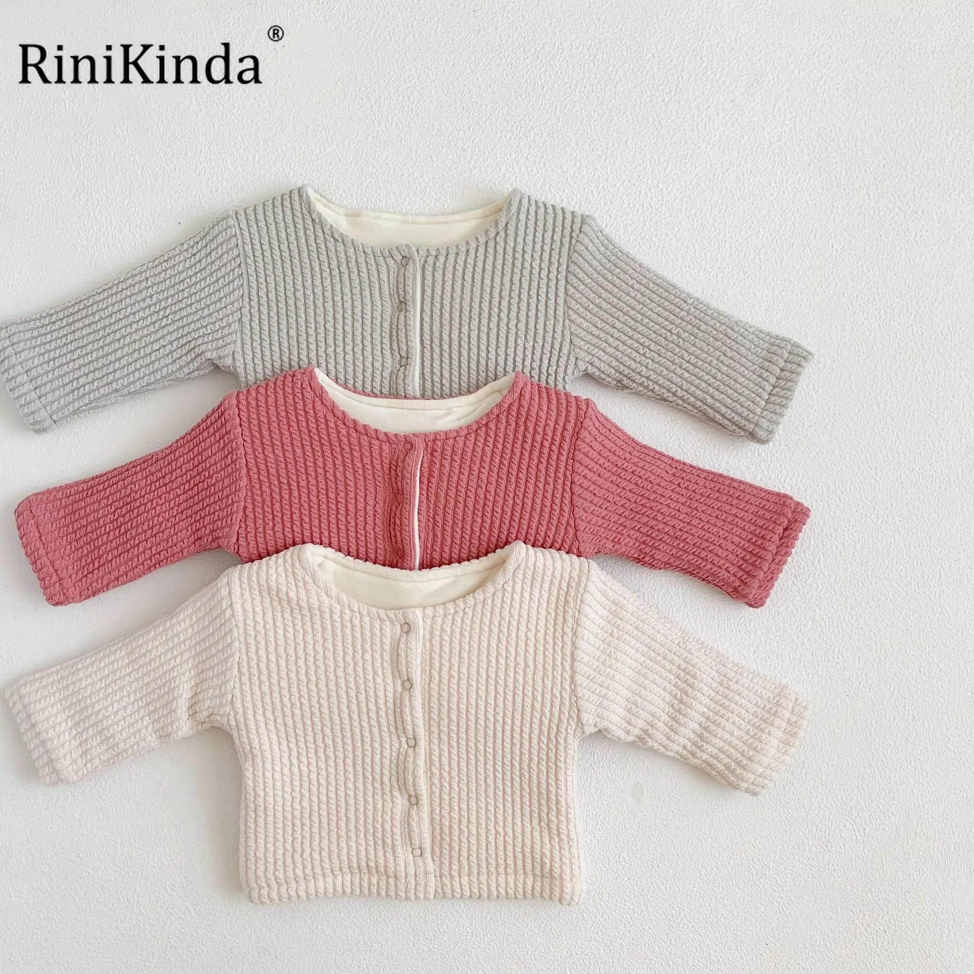 

RiniKinda Fashion Baby Girl Winter Clothes Jacket Plus Velvet O Neck Infant Toddler Child Warm Solid Coat Baby Outwear Cotton