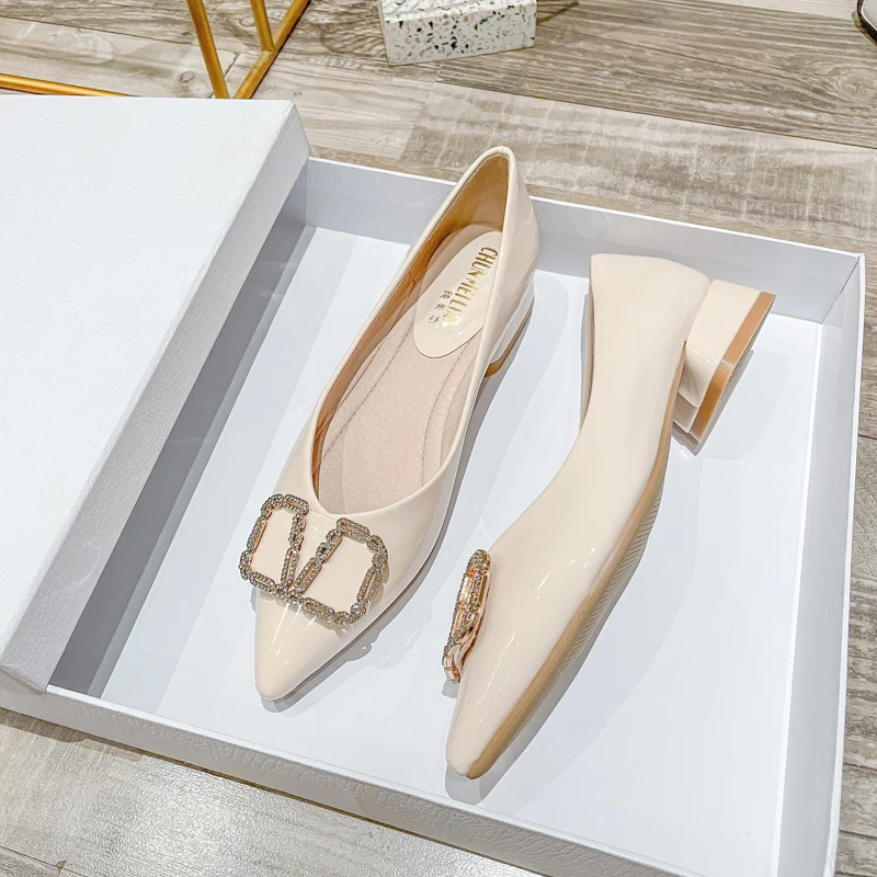 New Design Pointy Toe Big Size 43 Quality Rhinestone Women Party Ladies Heel Shoes