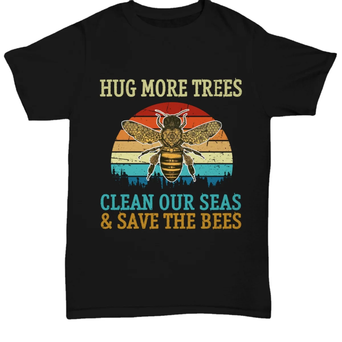 

Save The Bees Environment Summer Cotton O-neck T-Shirt Peace Love Hippie Tee Gift Hug Trees Clean Sea