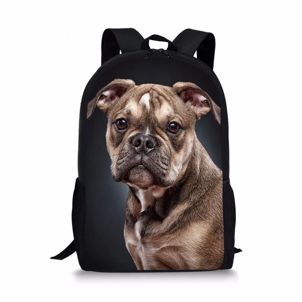 Bulldog Pattern Print School Bags Daily Travel Climbing Durable Backpack Trendy Birthday Gift for Kids Fashion Knapsack