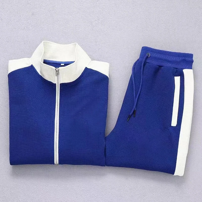 European and American new men's autumn and winter leisure sports zipper long-sleeved trousers fashion high-end two-piece suit