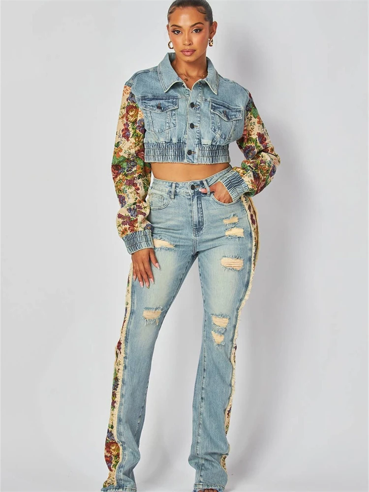 Джинсовый комплект из 2 предметов с камуфляжным принтом Weird Puss женский кардиган