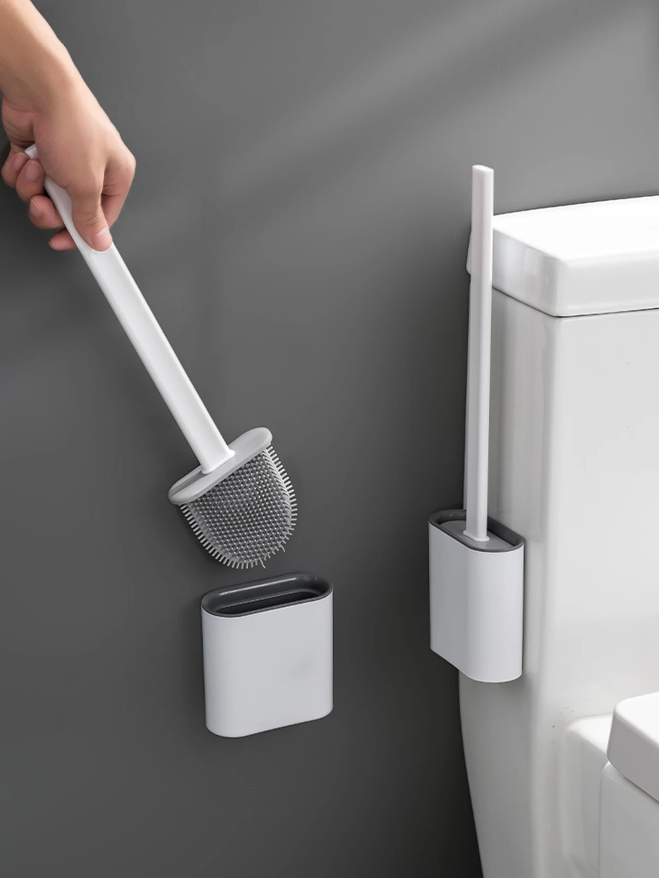 Неперфорированная настенная щетка для унитаза прочная белая уборки туалета с