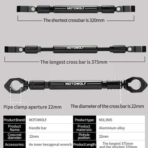 22 мм алюминиевая усиленная перекладина для мотоцикла, балансировочный удлинитель руля, удлинитель для мототелефона, GPS-прожектор, монтажный кронштейн 22 мм