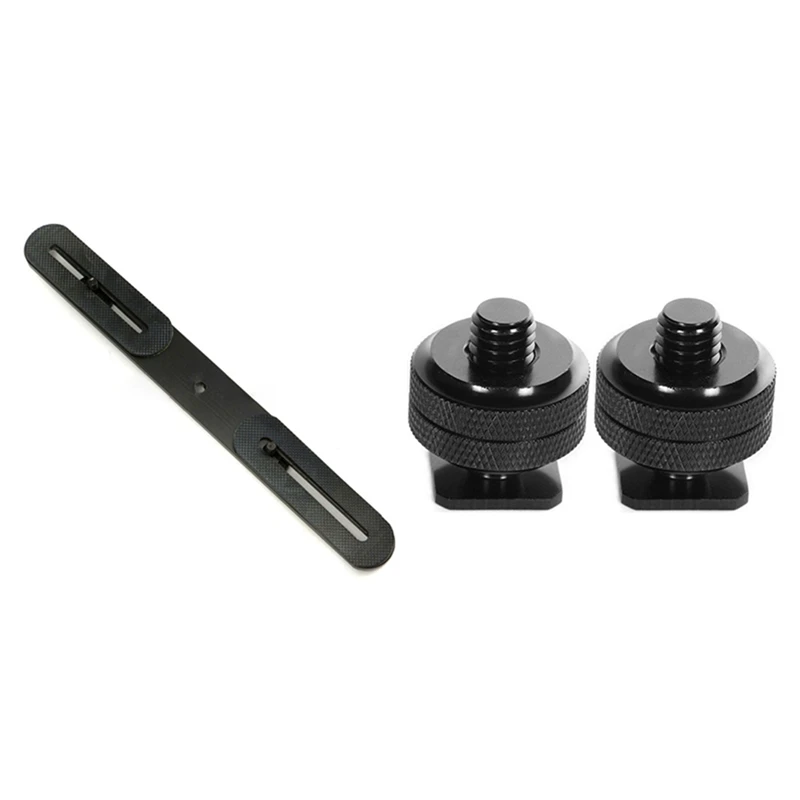 

1Pcs Dual Flash Bracket Hot Shoe Bracket Mount Holder & 2Pcs 1/4 Inch-20 Hot Shoe Mount Adapter Tripod Screw