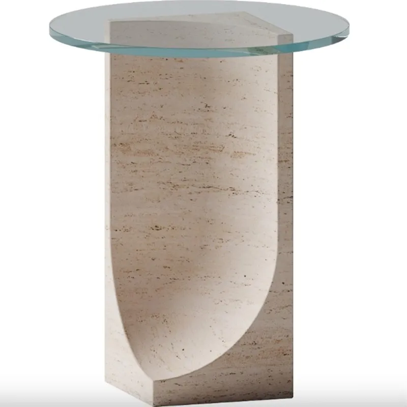 Фото xx-KUMUSI FURNITURE Современная мебель для гостиной: круглый кофейный столик со стеклянной столешницей №1
