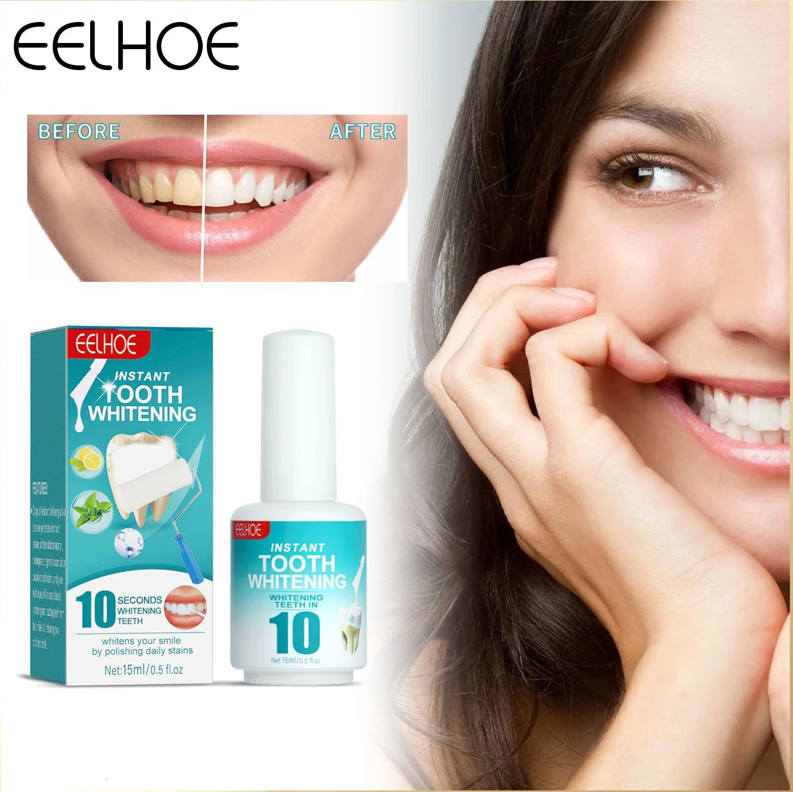 

EELHOE Teeth Whitening Paint Removing Smoke Stains and Bad Breath Cleaning Tartar Anti-pigmentation Oral Care Tooth Paint 15ml
