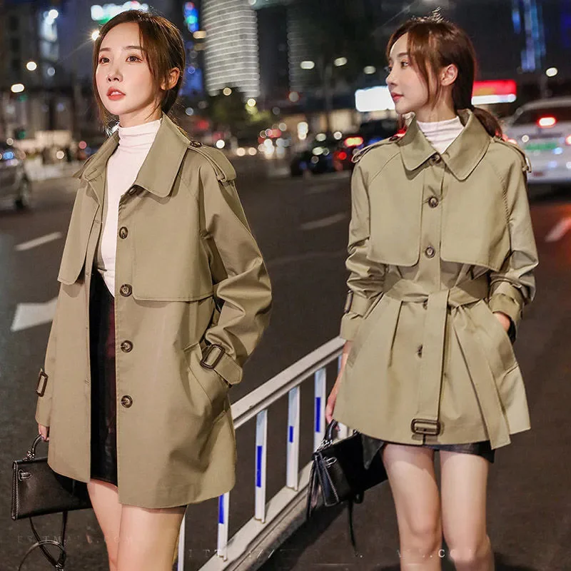 

Женское двубортное пальто, ветровка средней и длины с отложным воротником, весна-осень 2022
