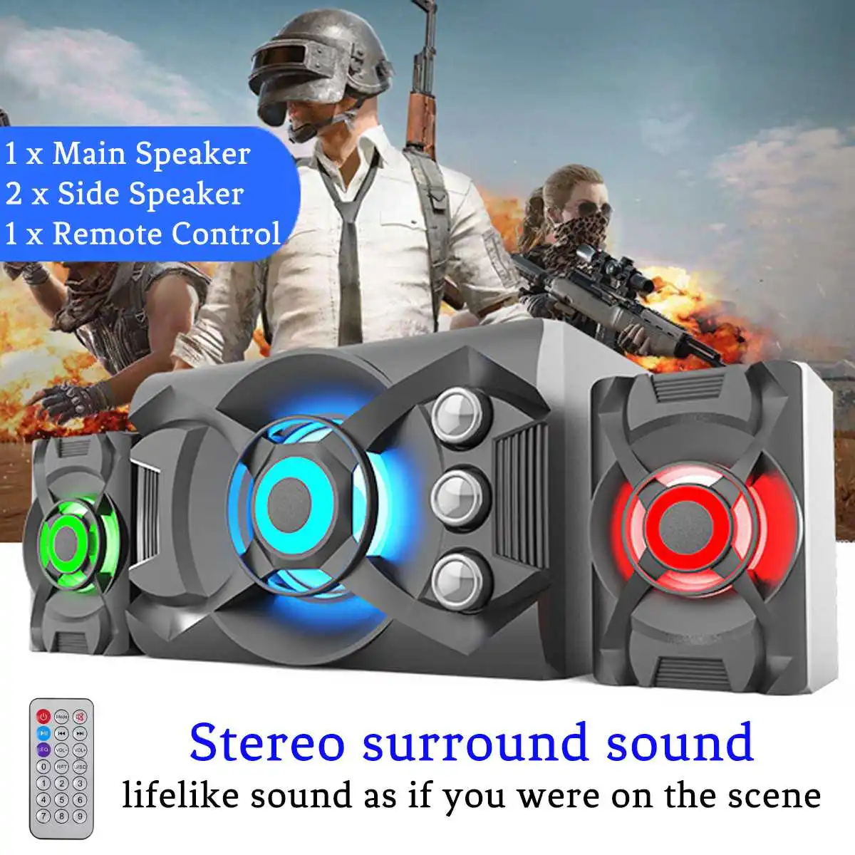 K-580U 3 in1 bluetooth RGB Computer Combination Speakers Multimedia Speaker Stereo Subwoofer  USB SD Card FM Radio for PC Laptop images - 6