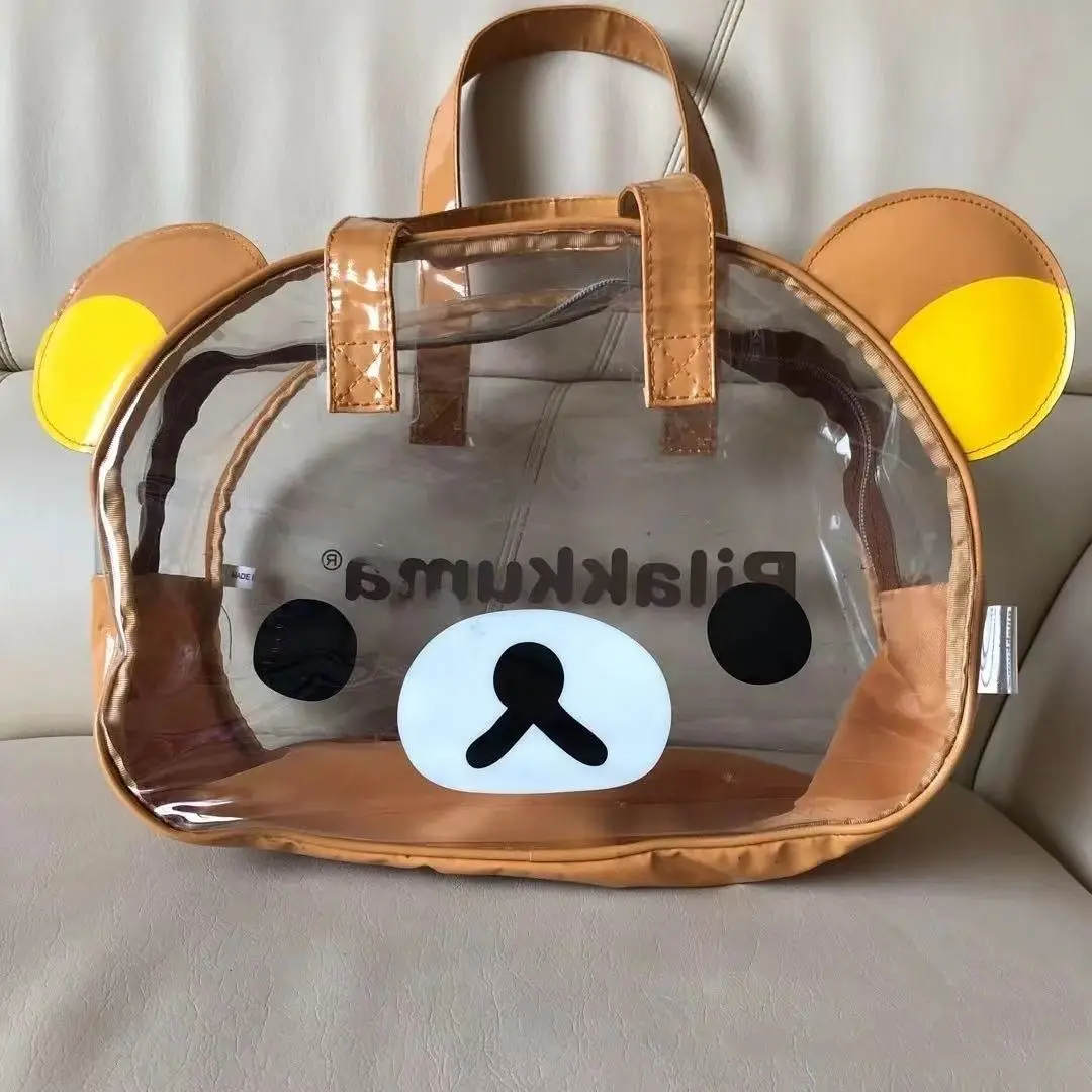 Фото Новинка 2024, прозрачная сумка Rilakkuma, милый женский тоут с ручкой, Повседневная универсальная сумка, сумки для хранения игрушек, сумка-тоут №1