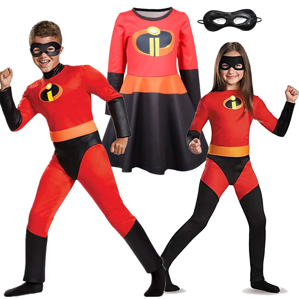 

Incredibles costume kids Halloween Anime Costumes With Mask Cosplay Costume Girl Boy Superhero Fancy Children Jumpsuit Dress Up