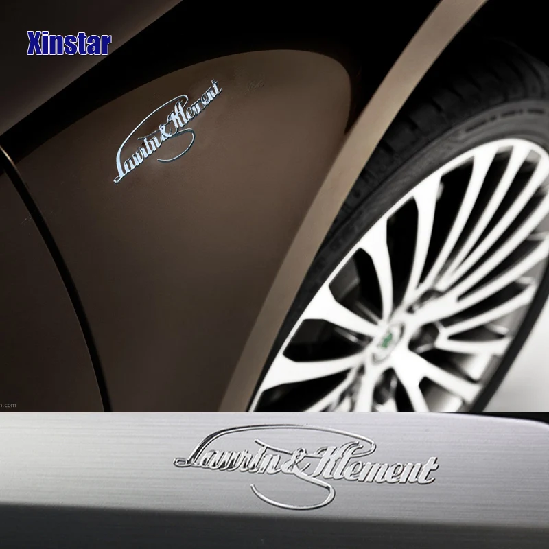 

2pcs Stainless Steel Laurin & Klement Interior Sticker For Skoda Superb Fabia Octavia Rapid Superb Yeti Kamiq Scala Karoq Decal
