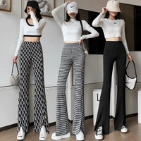 new front slit casual flared pants womens 2022 spring and summer new high waist slimming korean version floor mopping pants