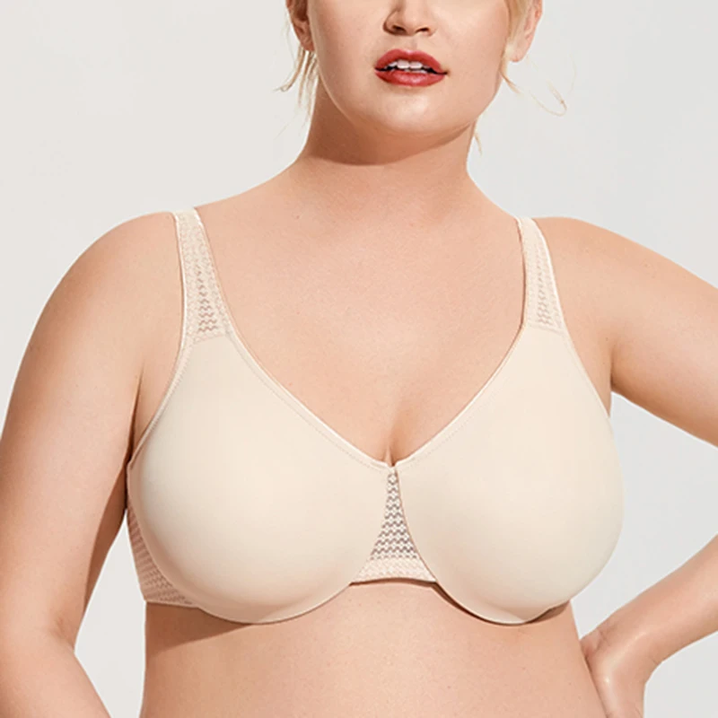 Women's Smooth Minimizer Bra Full Coverage Non Padded Underwire Female Seamless T Shirt Bras Lingerie 34 36 38 40 42 D DD E F G