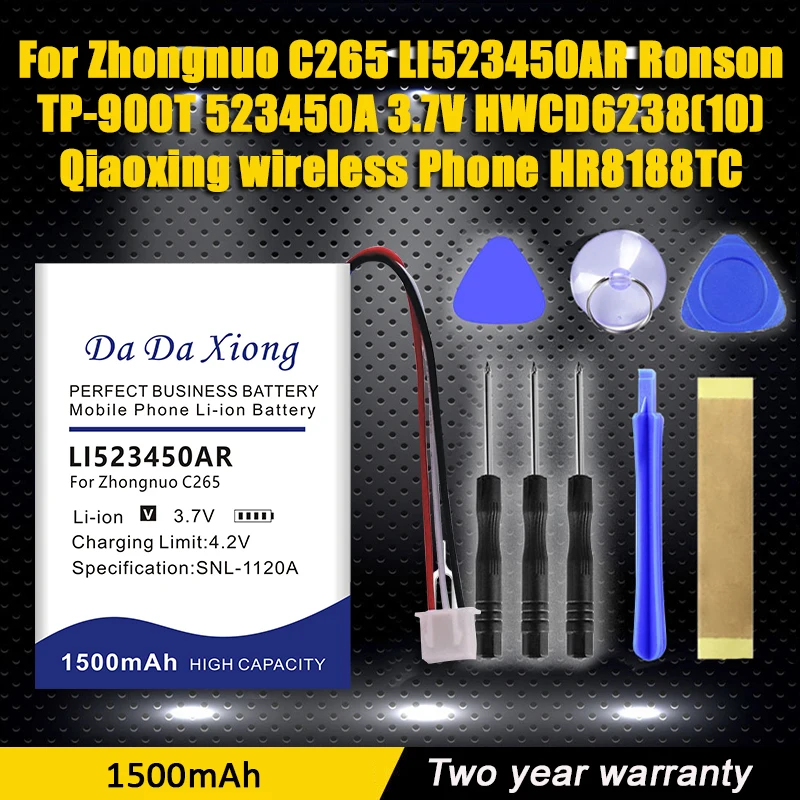 Новый аккумулятор LI523450AR для Zhongnuo C265 LI523450AR Ronson TP-900T 523450A 3,7 V HWCD6238(10) Qiaoxing wireless Phone HR8188TC