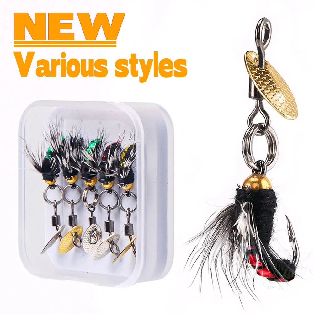 

5pcs Fly Hooks Flies Insect Lures Bait Fly Fishing Decoy Bait Sequins Fishhook Trout Nymph Fly Fishing Lure Natural Insect Bait