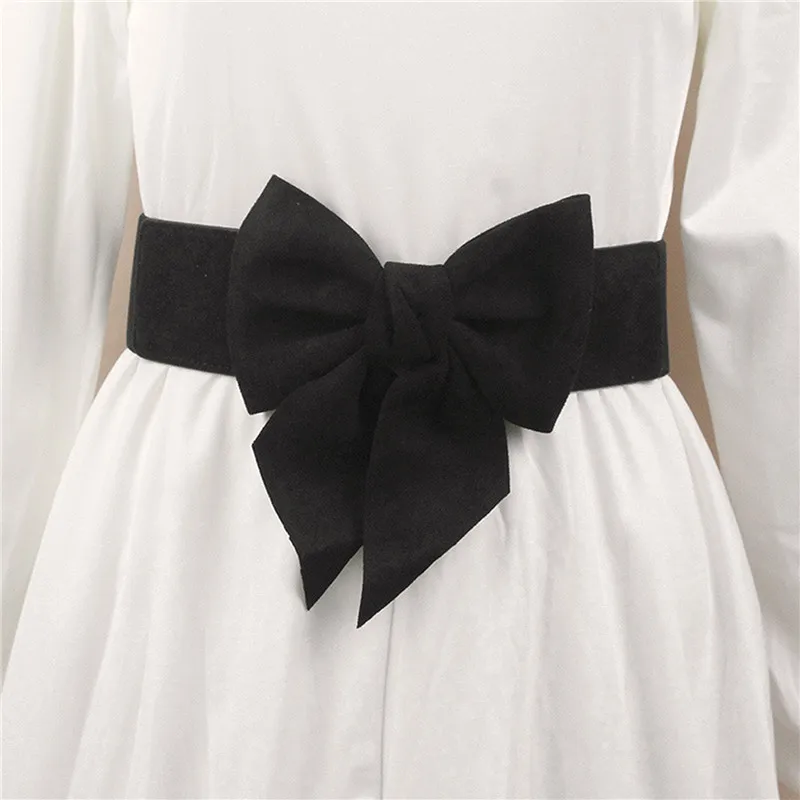 

Wide Elastic Belt Women's Bowknot Girdle Stretchy Bow Belt For Women Dresses Big Bow Knot Corset Waistband