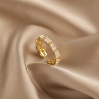 aradoo fashion 18k gold titanium steel vintage light luxury diamond snake open adjustable ring