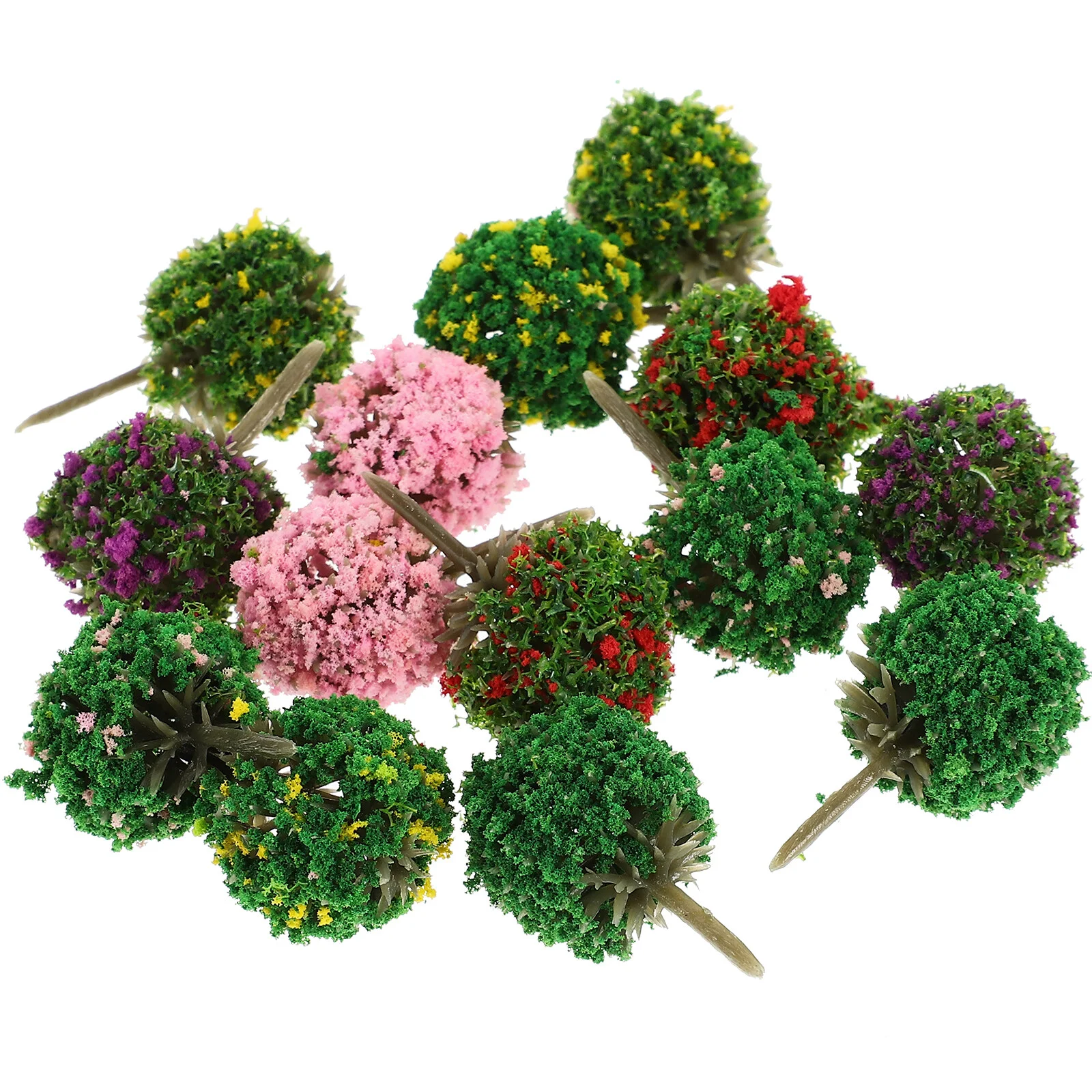 

28 Pcs Train Model Trees Scenery DIY Decorations Miniature Artificial Plastic Layout