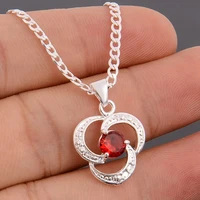 anglang luxury red pendant necklace bridal wedding shiny cz stone romantic gift elegant fashion necklace jewelry for women