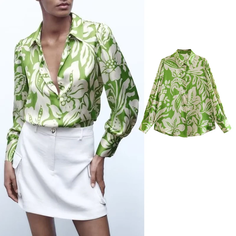 

Рубашка Новая модная женская рубашка с принтом 2023 новые блузки шикарная приталенная рубашка в стиле ретро Весенняя женская уличная рубашка Джокер Молодежные студенческие рубашки