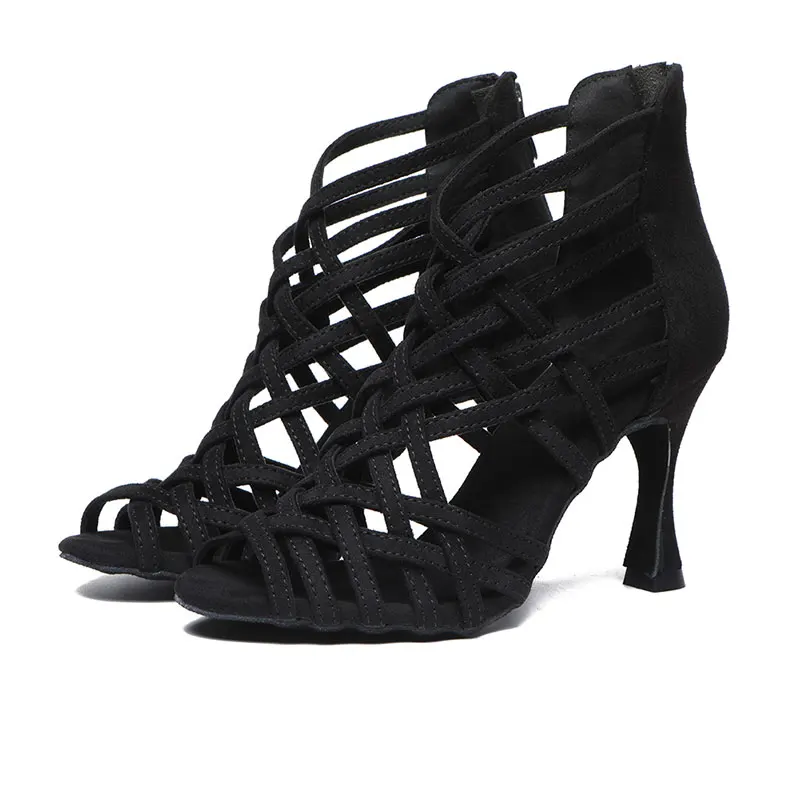 SWDZM Women Dancing Shoes Ladies Latin Dance Shoes Hollow out Ballroom Dance Boots High Heels Salsa Party Shoes Dancing Boots