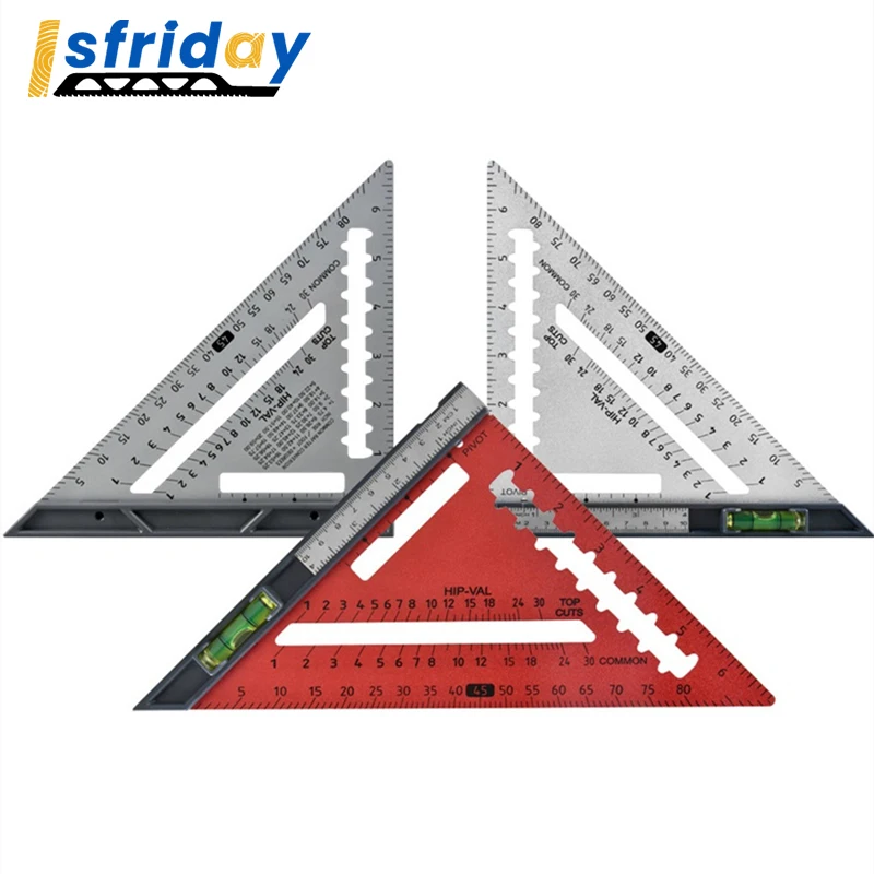 

7 Inch Triangle Ruler Aluminium Alloy Carpenter Set Square Angle Woodworking Tools Try Square Protractor Triangular Ruler Metric