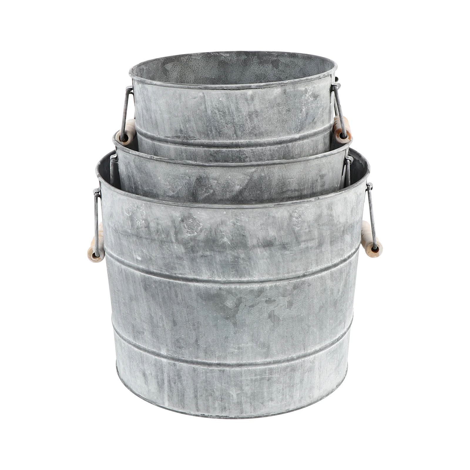

3Pcs Metal Flower Buckets Durable Iron Planters Practical Flower Containers