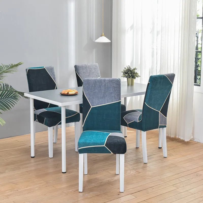 

Print Floral 6pcs Chair Covers for Dining Room Living Room Home Milk Silk Washable Bohemia Seat Wedding Chairs Covers Protector