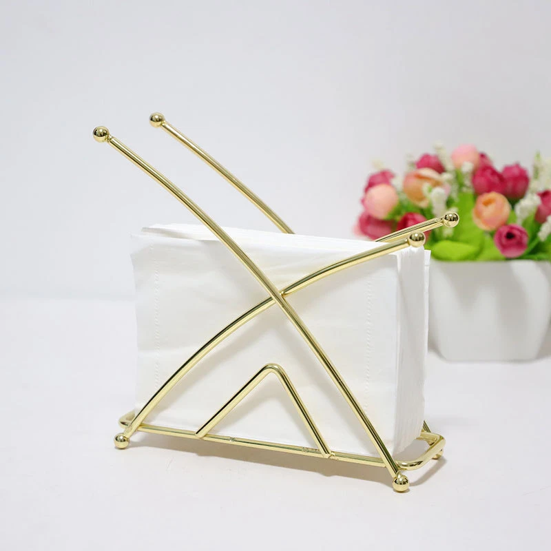 

1pc Tabletop Napkin Holder Dispenser Stand Dinner Table Napkin Organizer Golden Dining Table Gold Wrought Iron Paper Towel Clip