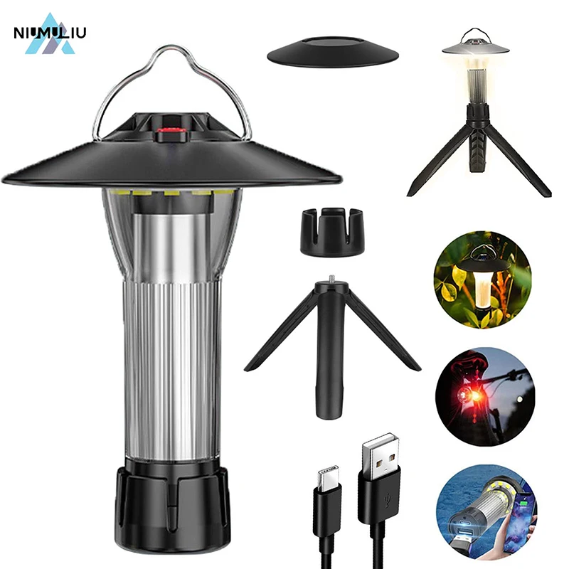 

C2 3000mah Camping Lantern With Magnetic Base 5 Lighting Modes Usb Rechargeable Torch Emergency Lamp High Power Led Flashlights