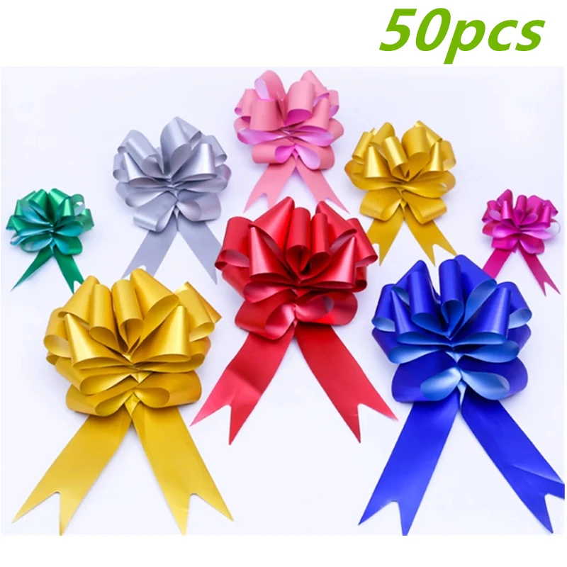 10/50Pcs Pull Bows Gift Knot Ribbon Christmas Decoration Gift Box/bag Wrapping Bows Ribbon Birthday Party Favor Wedding Decor